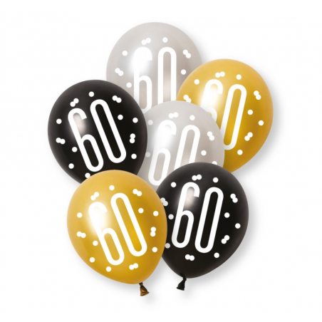 Black & Gold 60 Latex Balloons - Inflation Options