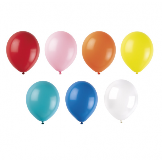 Plain Mixed Colour Latex Balloons - Supplied Flat
