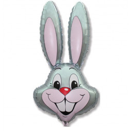 Grey Bunny Head Supershape Foil Balloon - Inflated