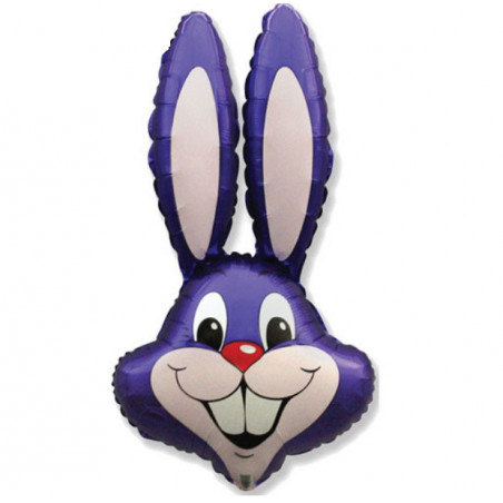 Purple Bunny Head Supershape Foil Balloon - Inflated