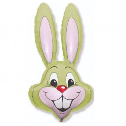 Lime Green Bunny Head Supershape Foil Balloon - Inflated