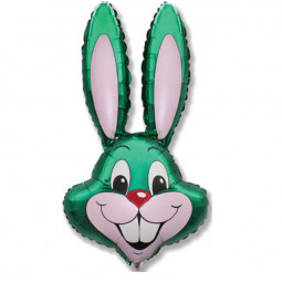 Green Bunny Head Supershape Foil Balloon - Inflated
