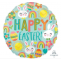 Happy Easter Icons Round Foil Balloon - Inflated