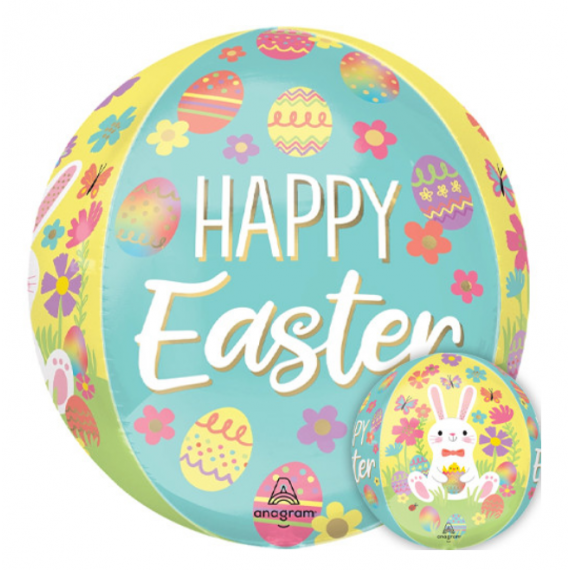 Happy Easter Orbz Balloon - Inflated