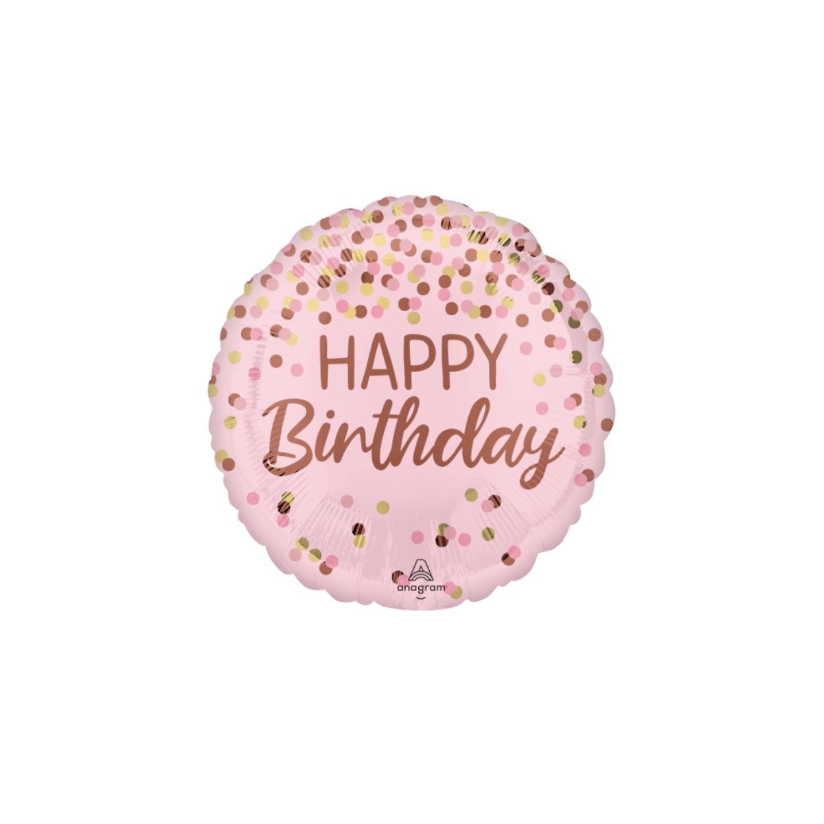 Pretty Pink Happy Birthday Round Foil Balloon - Inflated