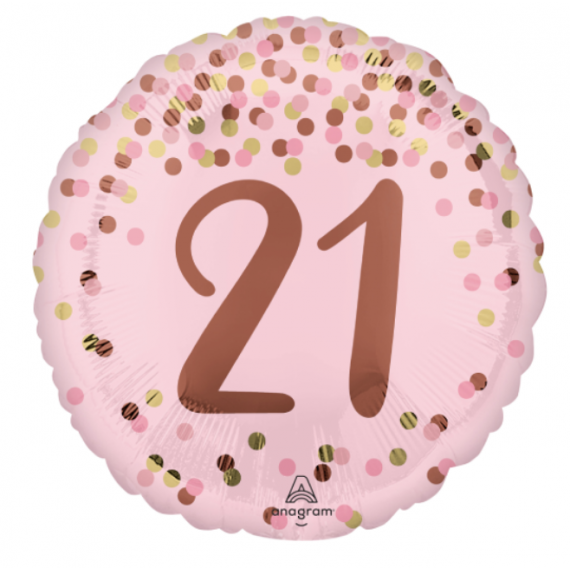 Pretty Pink 21 Round Foil Balloon - Inflated