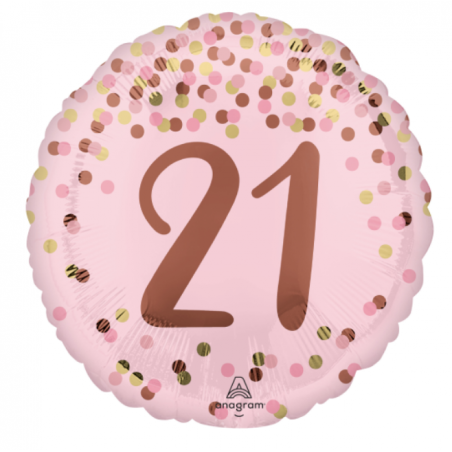 Pretty Pink 21 Round Foil Balloon - Inflated