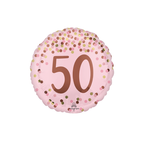 Pretty Pink 50 Round Foil Balloon - Inflated