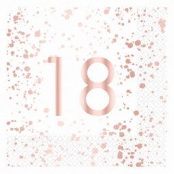 Rose Gold 18th Birthday Paper Napkins - REDUCED TO CLEAR