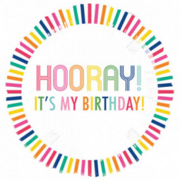 Hooray It's My Birthday Round Foil Balloon - Inflated