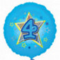 Blue 4th Birthday Round Foil Balloon - Inflated