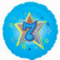 Blue 7th Birthday Round Foil Balloon - Inflated