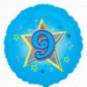 Blue 9th Birthday Round Foil Balloon - Inflated