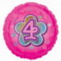Pink 4th Birthday Round Foil Balloon - Inflated
