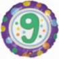 Dotty 9th Birthday Round Foil Balloon - Inflated