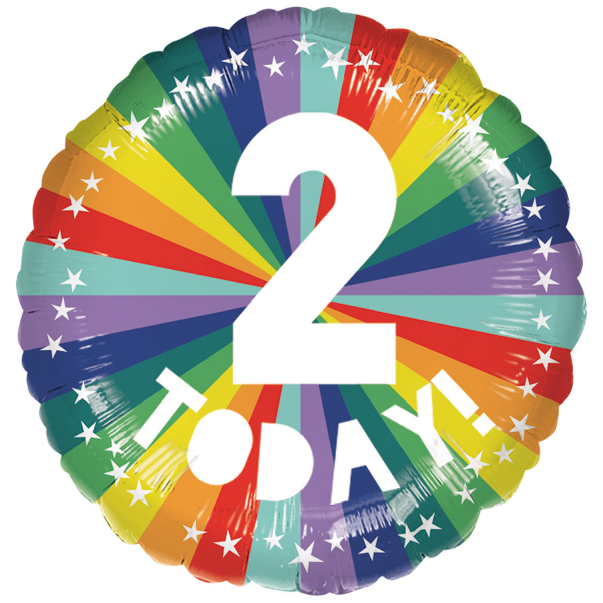 Rainbow 2nd Birthday Round Foil Balloon - Inflated