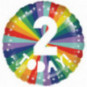 Rainbow 2nd Birthday Round Foil Balloon - Inflated