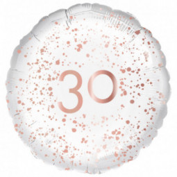 Rose Gold 30th Birthday Round Foil Balloon - Inflated