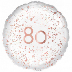 Rose Gold 80th Birthday Round Foil Balloon - Inflated