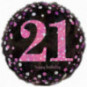 Pink Celebration 21st Birthday Round Foil Balloon - Inflated