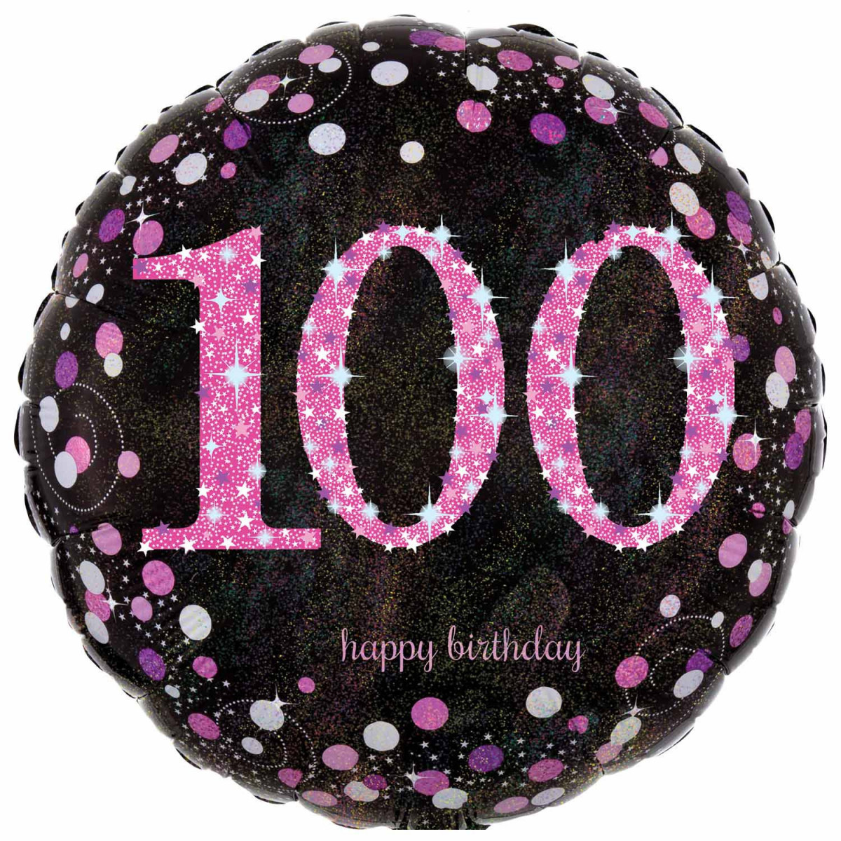 Pink Celebration 100th Birthday Round Foil Balloon - Inflated