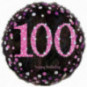 Pink Celebration 100th Birthday Round Foil Balloon - Inflated