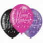 Pink Celebration Happy Birthday Latex Balloons - Inflation Options