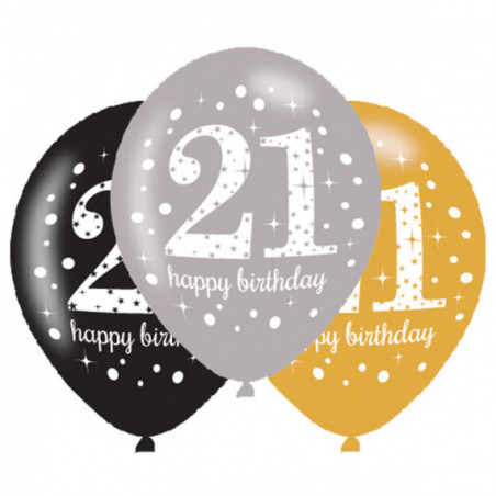 Gold Celebration 21st Birthday Latex Balloons - Inflation Options