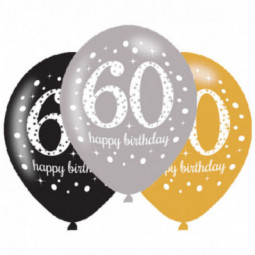 Gold Celebration 60th Birthday Latex Balloons - Inflation Options