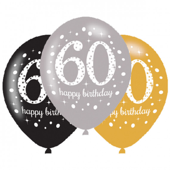 Gold Celebration 60th Birthday Latex Balloons - Inflation Options