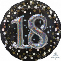 Gold Celebration 18th Birthday 3D Supershape Foil Balloon - Inflated