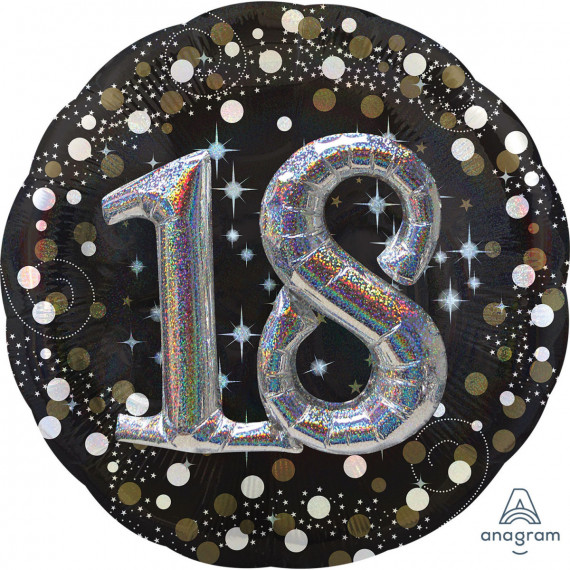 Gold Celebration 18th Birthday 3D Supershape Foil Balloon - Inflated