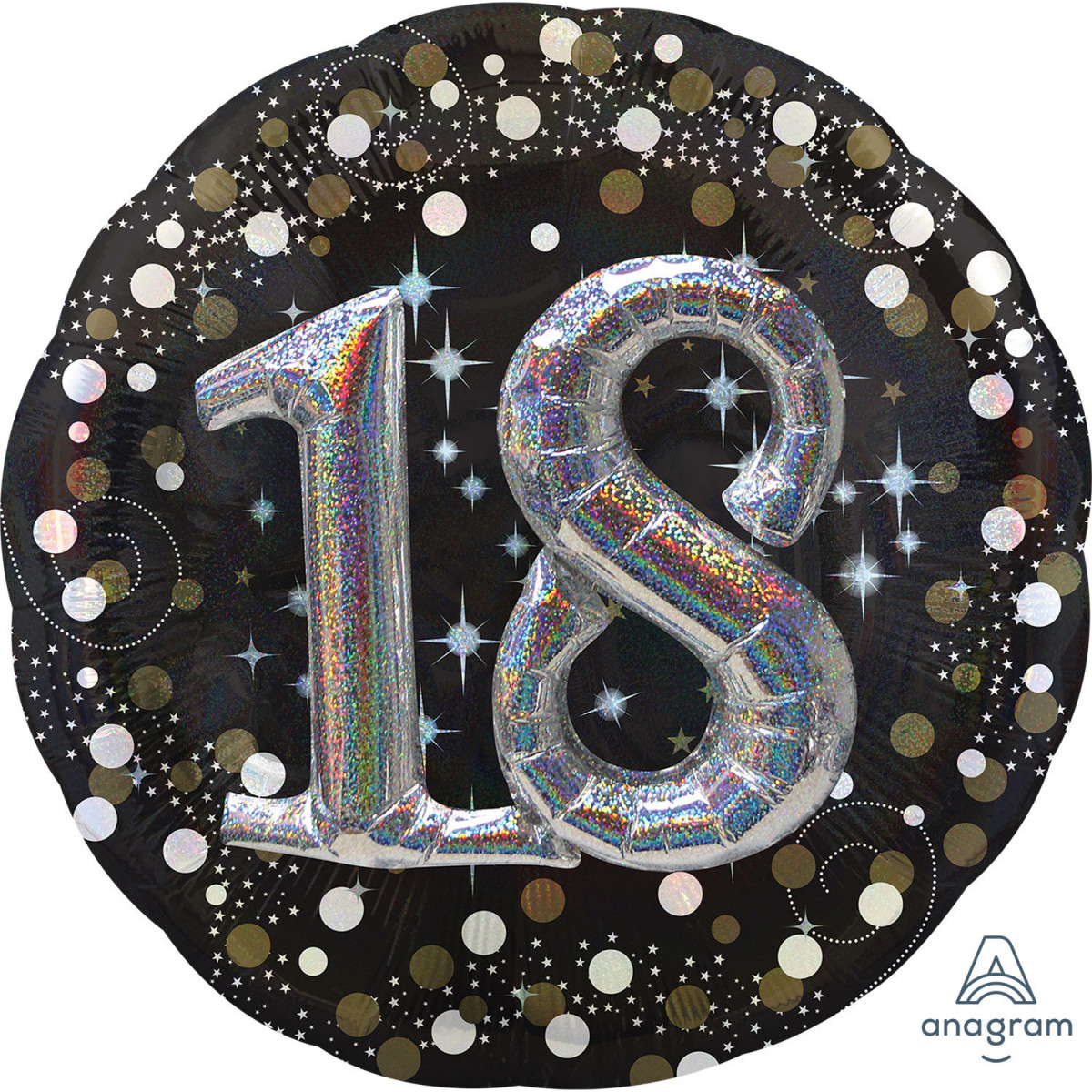 Gold Celebration 18th Birthday 3D Supershape Foil Balloon - Inflated