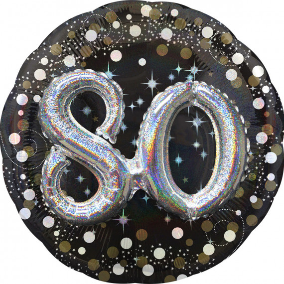 Gold Celebration 80th Birthday 3D Supershape Foil Balloon - Inflated