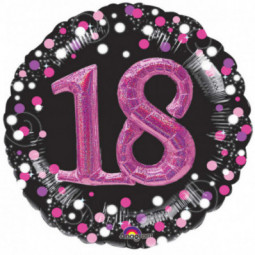 Pink Celebration 18th Birthday 3D Supershape Foil Balloon - Inflated