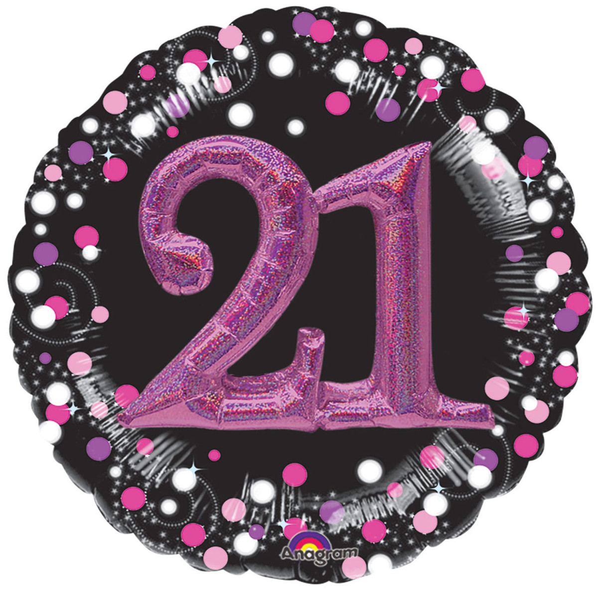 Pink Celebration 21st Birthday 3D Supershape Foil Balloon - Inflated
