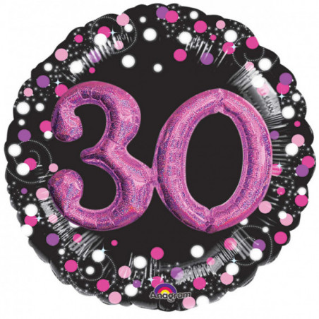 Pink Celebration 30th Birthday 3D Supershape Foil Balloon - Inflated