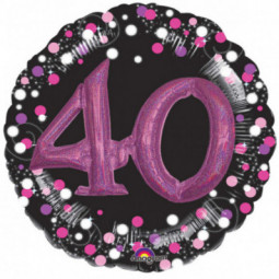 Pink Celebration 40th Birthday 3D Supershape Foil Balloon - Inflated