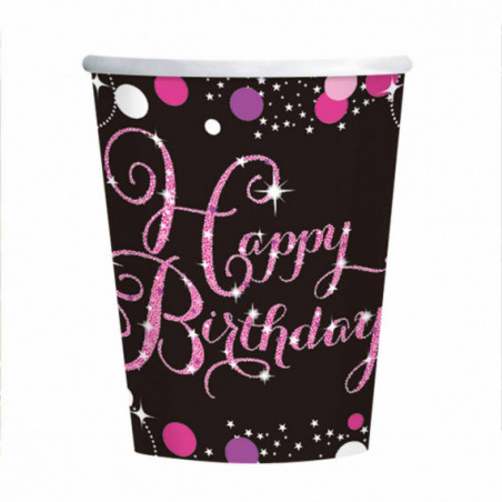 Pink Celebration Happy Birthday Paper Cups