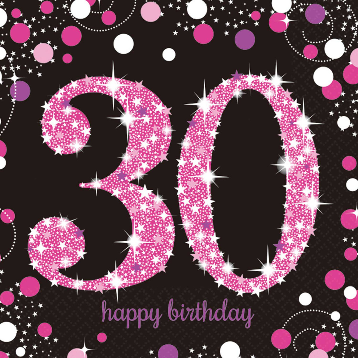 Pink Celebration 30th Birthday Paper Napkins - REDUCED TO CLEAR