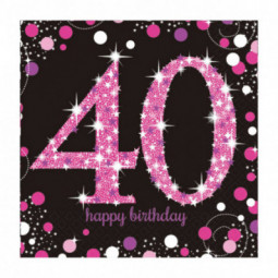 Pink Celebration 40th Birthday Paper Napkins - REDUCED TO CLEAR