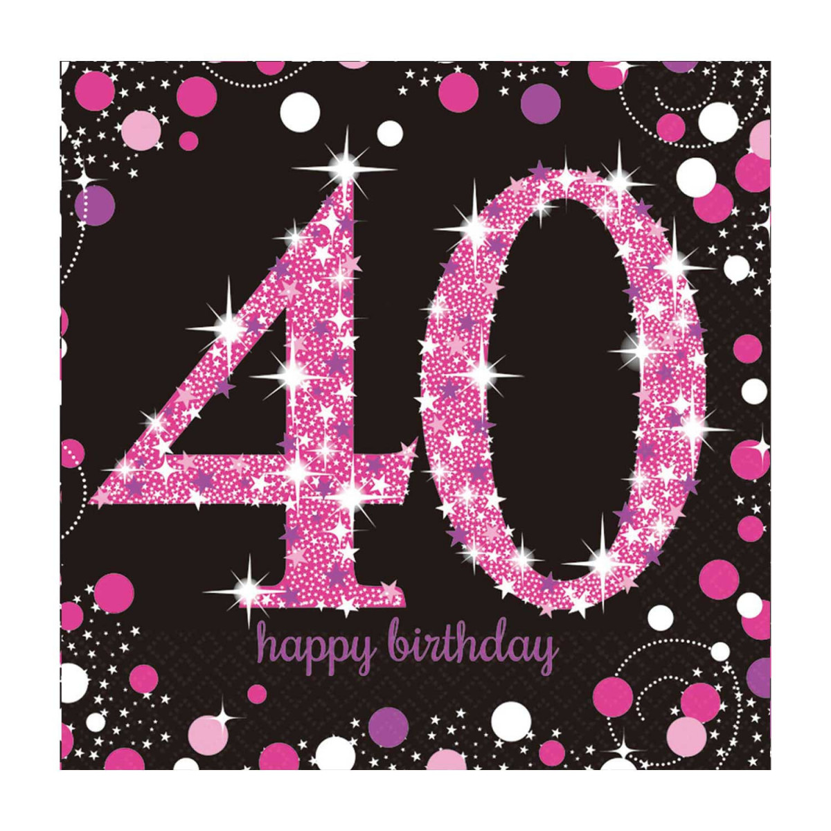 Pink Celebration 40th Birthday Paper Napkins - REDUCED TO CLEAR