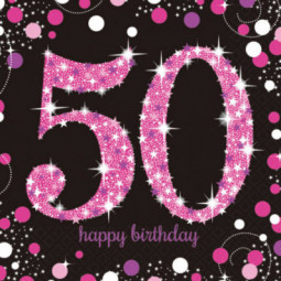 Pink Celebration 50th Birthday Paper Napkins - REDUCED TO CLEAR