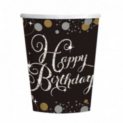 Gold Celebration Happy Birthday Paper Cups