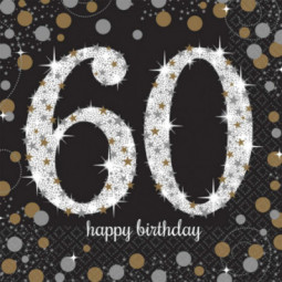Gold Celebration 60th Birthday Paper Napkins - REDUCED TO CLEAR