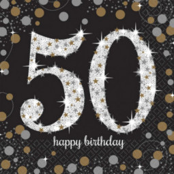 Gold Celebration 50th Birthday Paper Napkins - REDUCED TO CLEAR