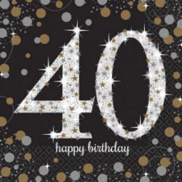 Gold Celebration 40th Birthday Paper Napkins - REDUCED TO CLEAR