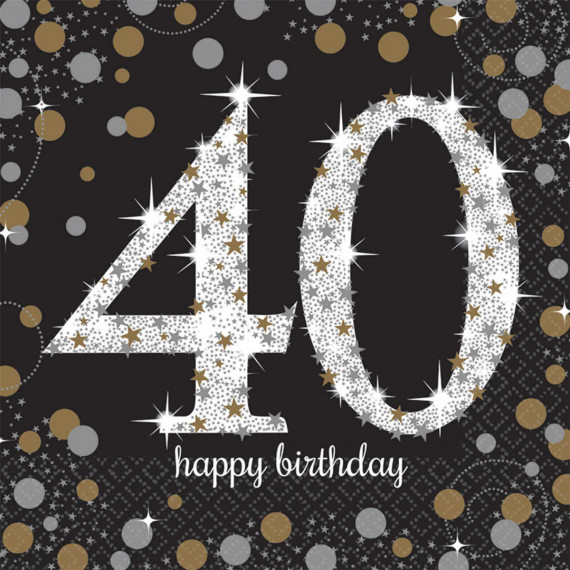 Gold Celebration 40th Birthday Paper Napkins - REDUCED TO CLEAR