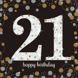 Gold Celebration 21st Birthday Paper Napkins - REDUCED TO CLEAR
