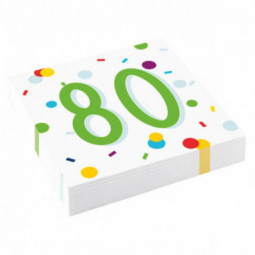 Confetti Birthday 80th Paper Napkins